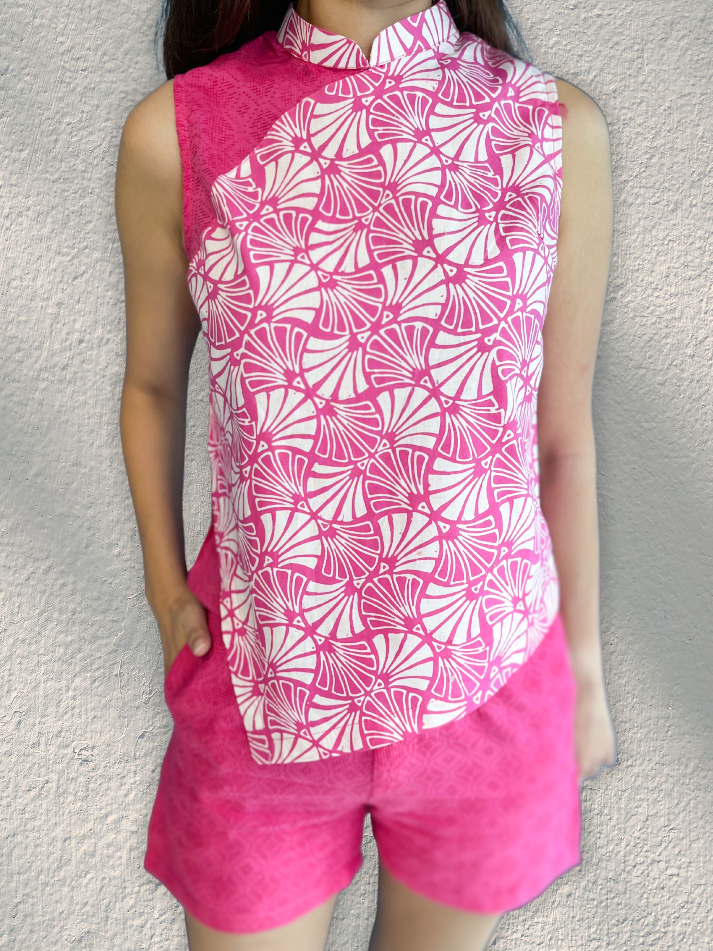 Classy matching lady batik set (Fuchsia)