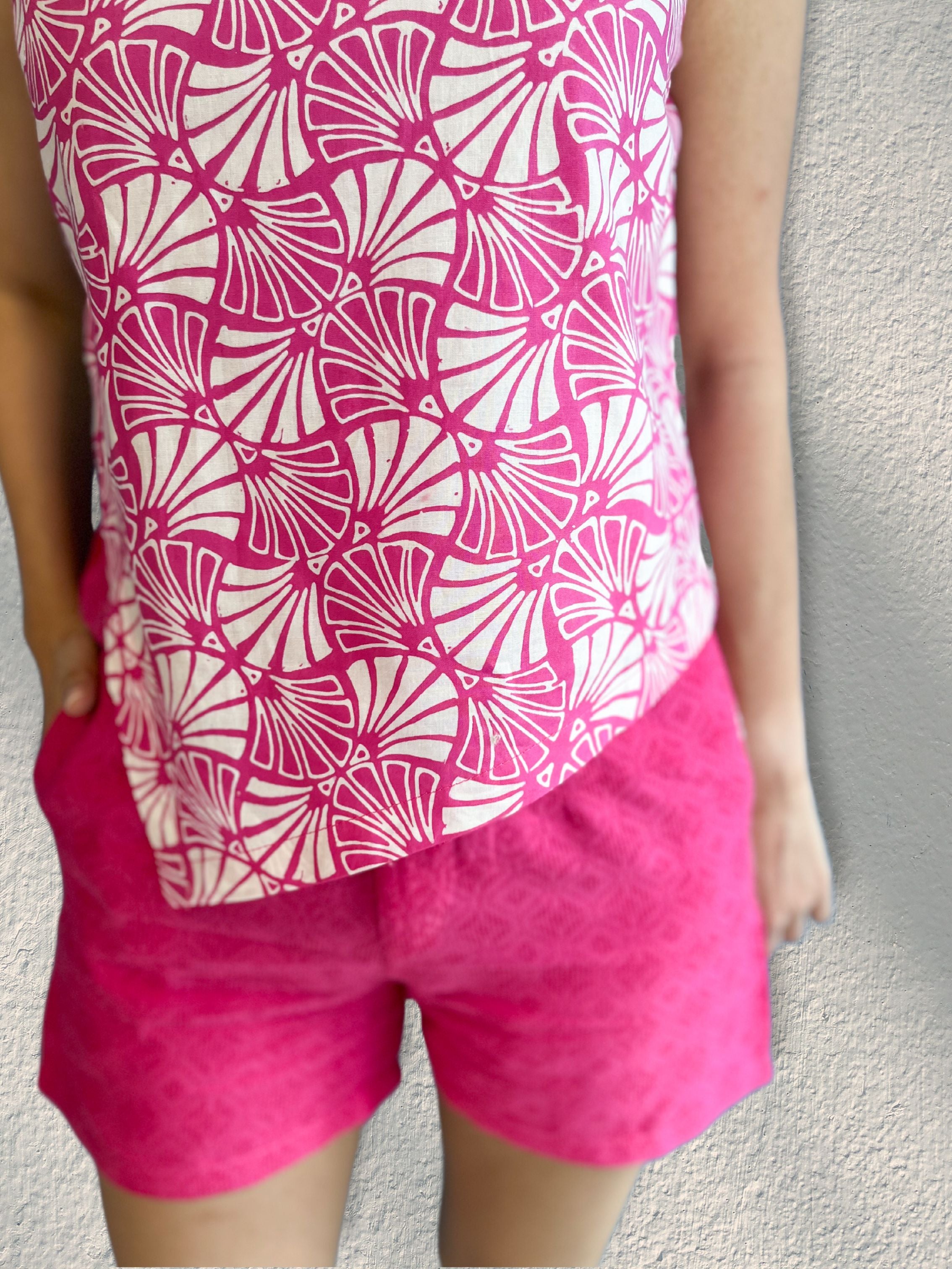 Classy matching lady batik set (Fuchsia)