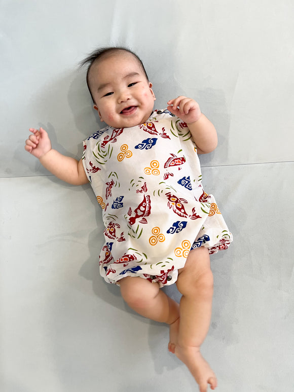 Baby Romper Cotton Batik Boy/Girl (Koi fish)