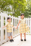 Chinese New Year Modern Batik Cheongsam kids dress (Yellow Kawung)