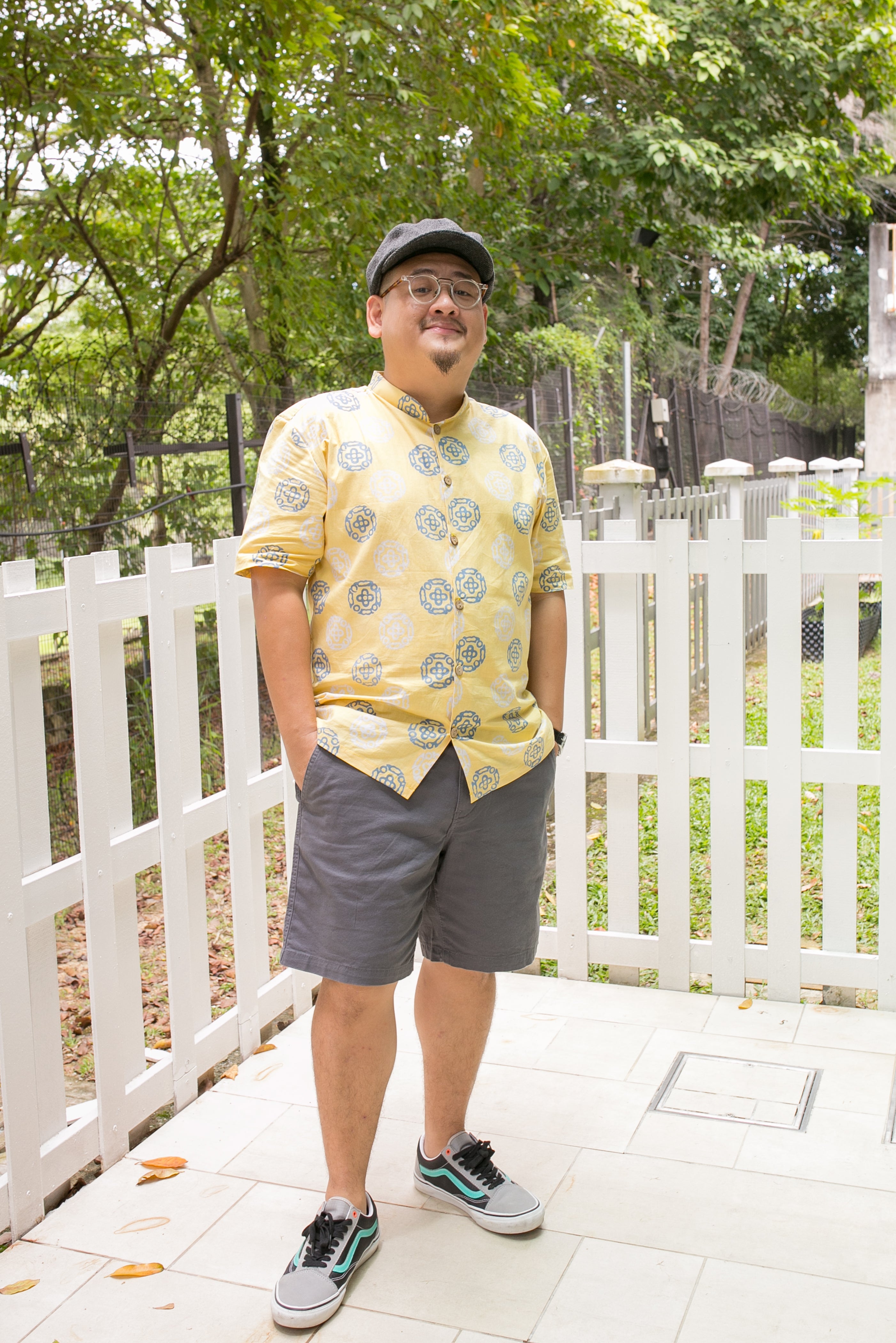 Chinese New Year Batik Mandarin Men Shirt (Yellow)