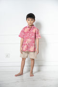 Chinese New Year 2024 Batik Boy Shirt (Red Leaf)