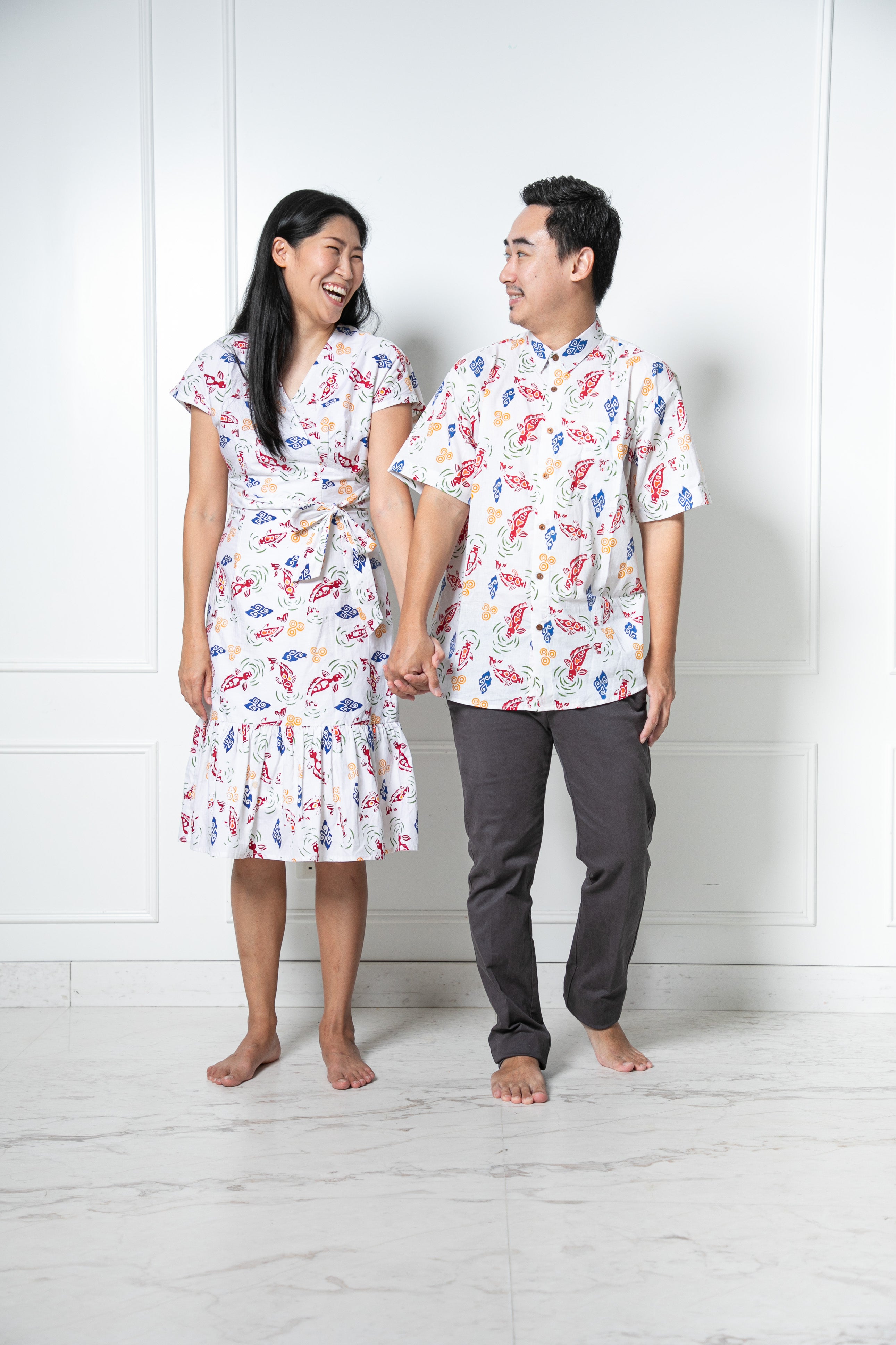 Chinese New Year 2024 Batik Men Shirt (Koi fish)