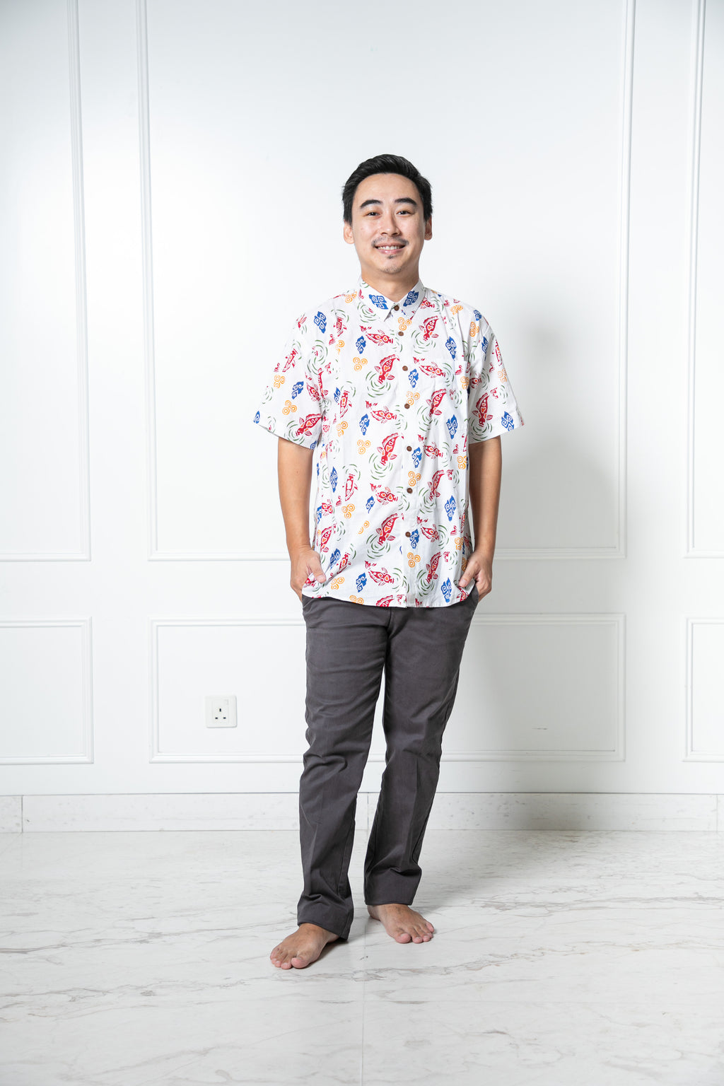 Chinese New Year 2024 Batik Men Shirt (Koi fish)