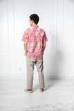Chinese New Year 2024 Batik Men Shirt (Red Geometric)
