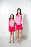 Classy matching girl batik set (Fuchsia)