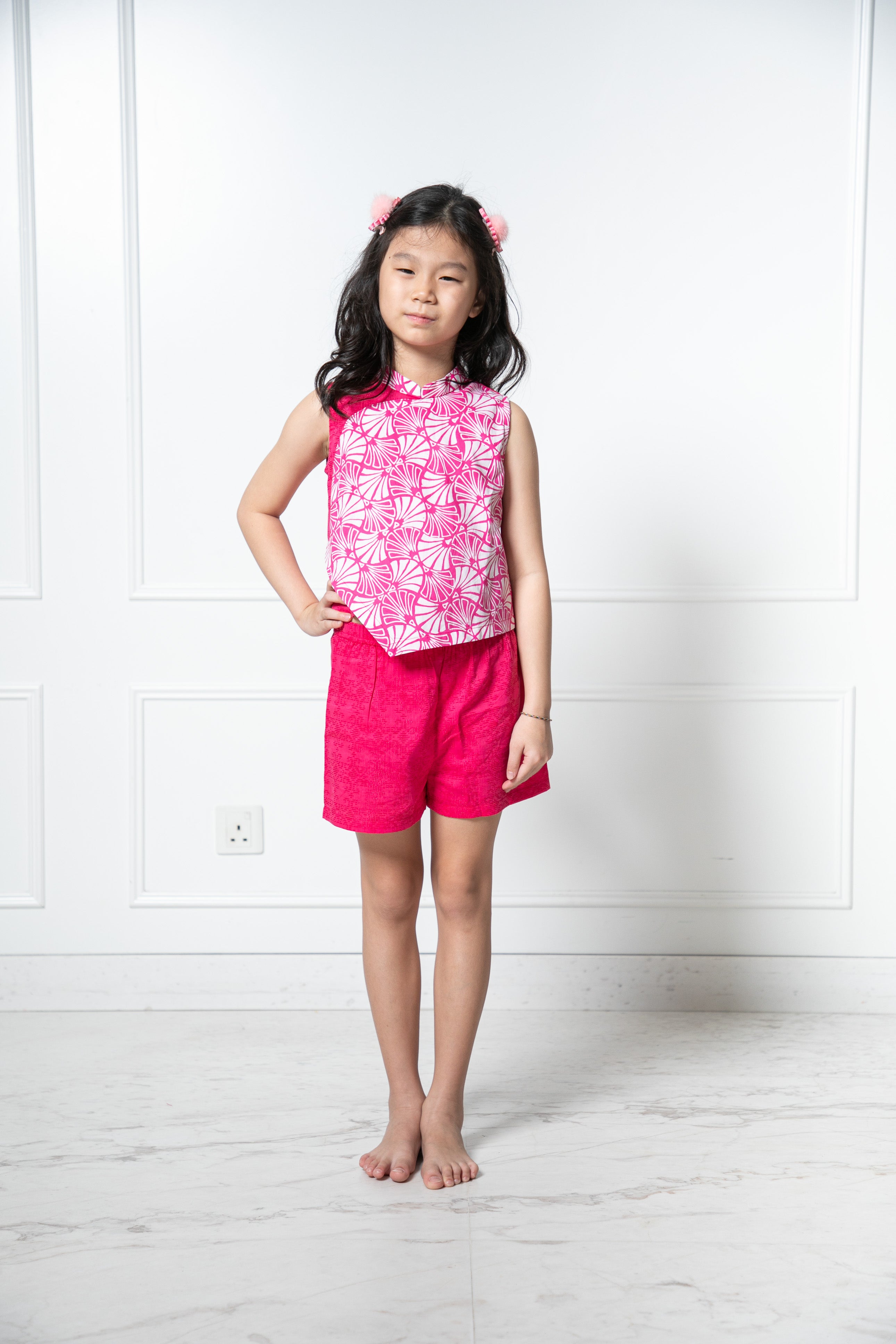 Classy matching girl batik set (Fuchsia)