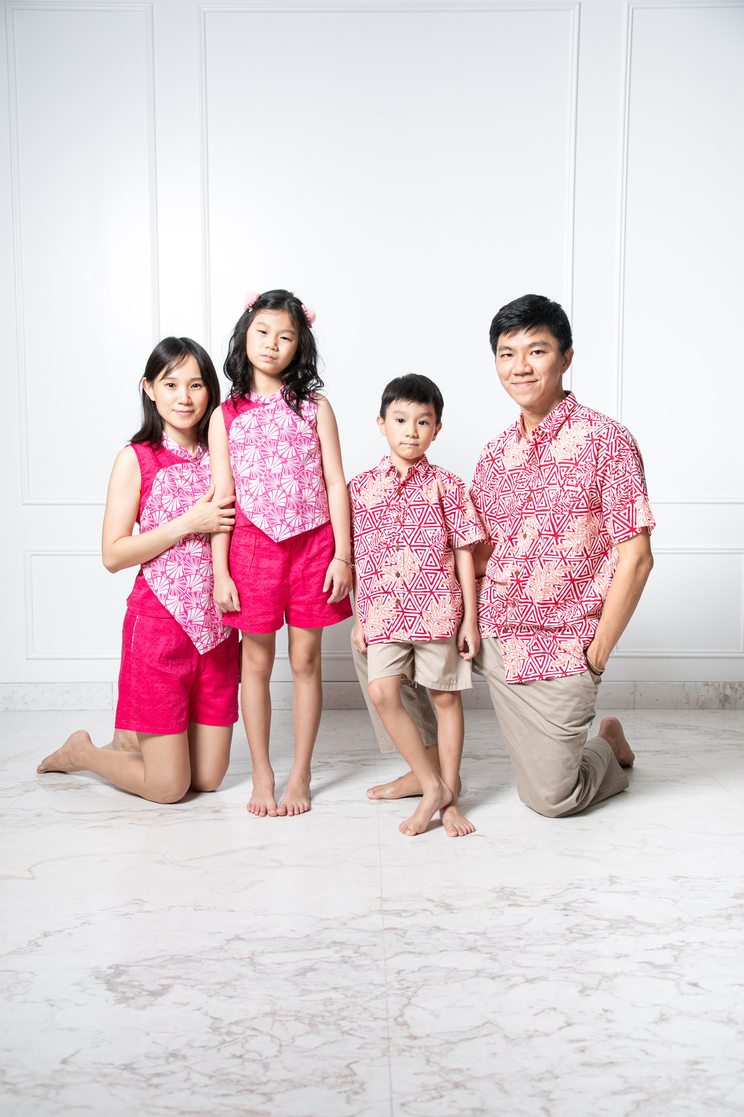 Chinese New Year 2024 Batik Men Shirt (Red Geometric)