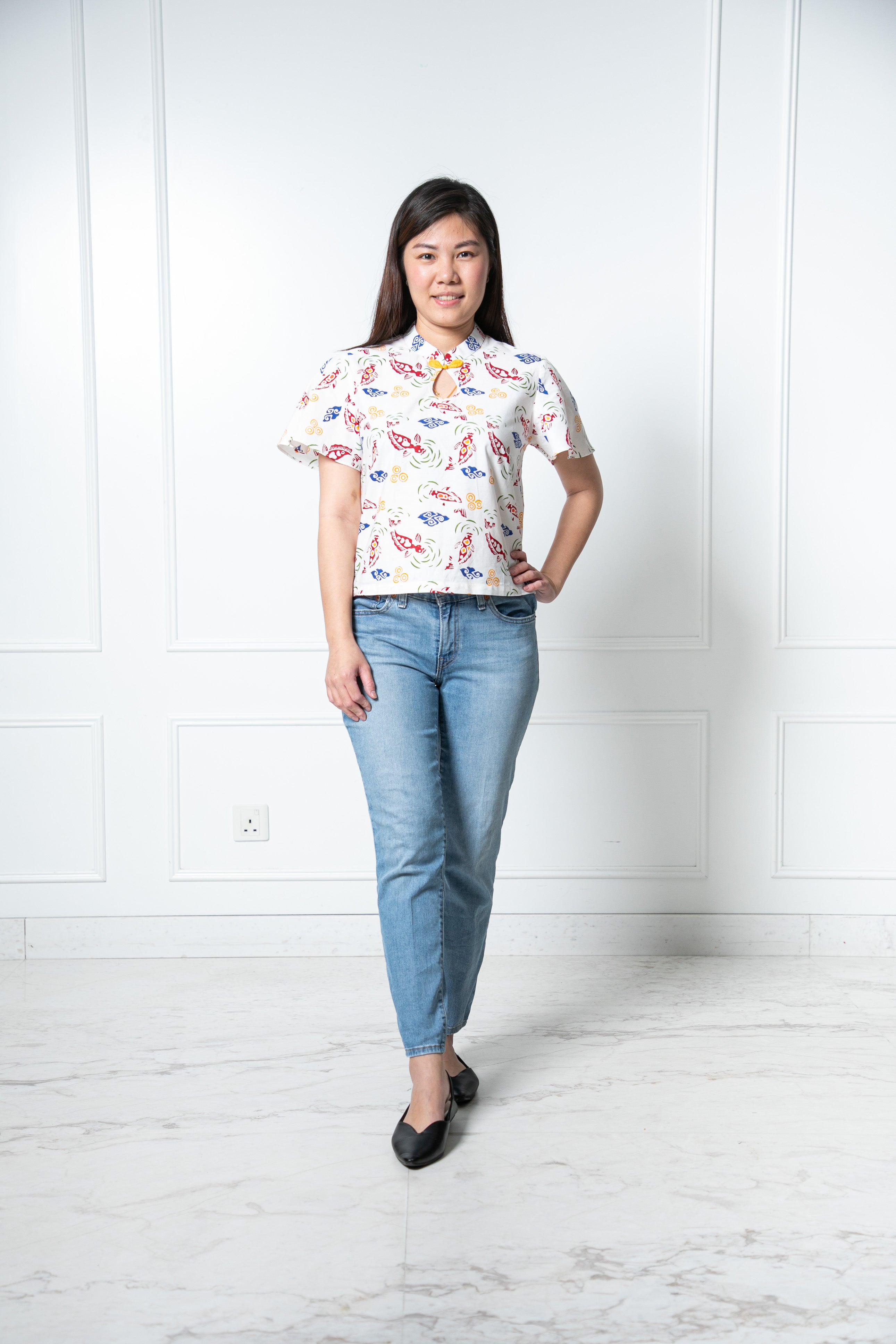 Chinese new year 2024 modern batik lady top (Koi fish)