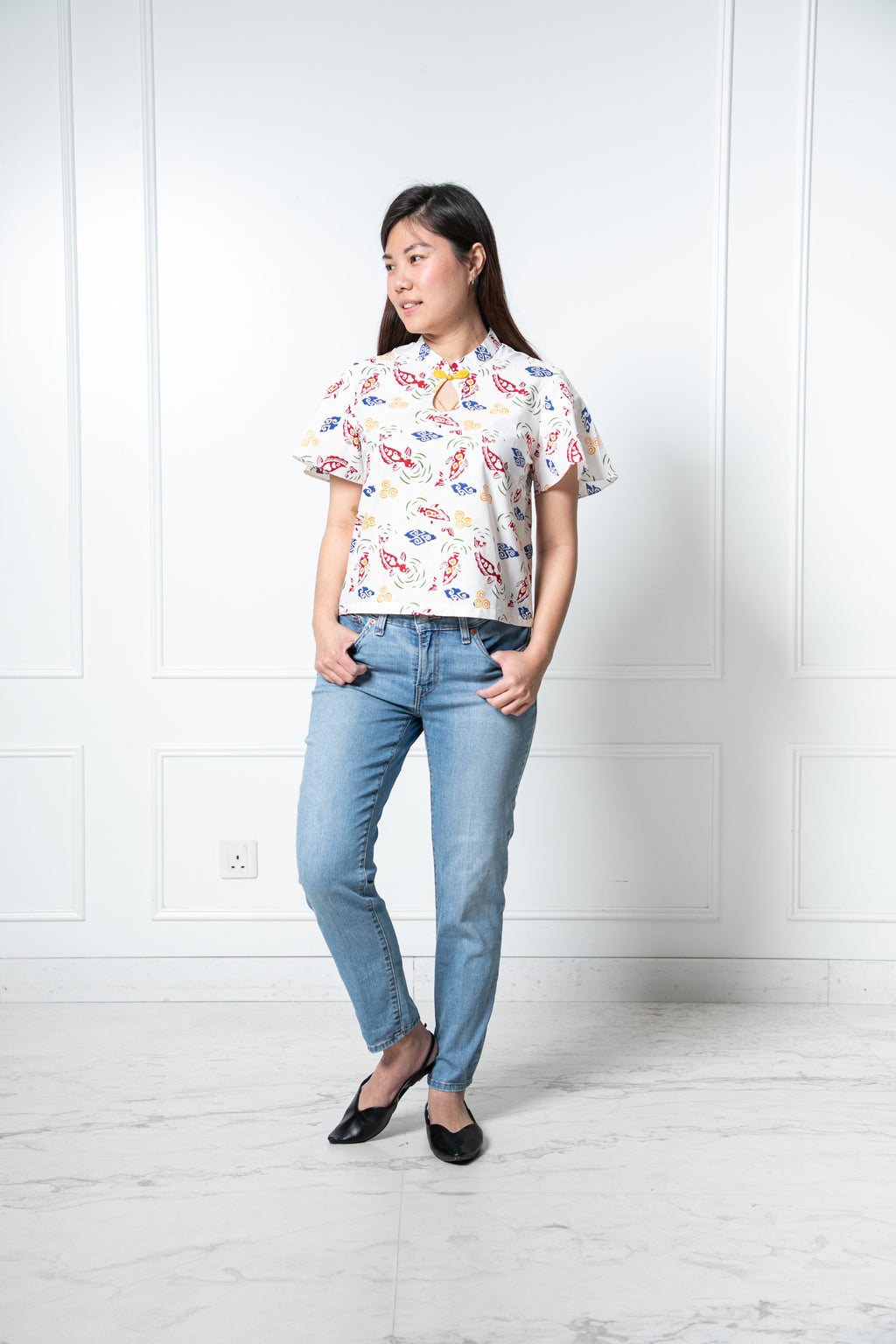 Chinese new year 2024 modern batik lady top (Koi fish)