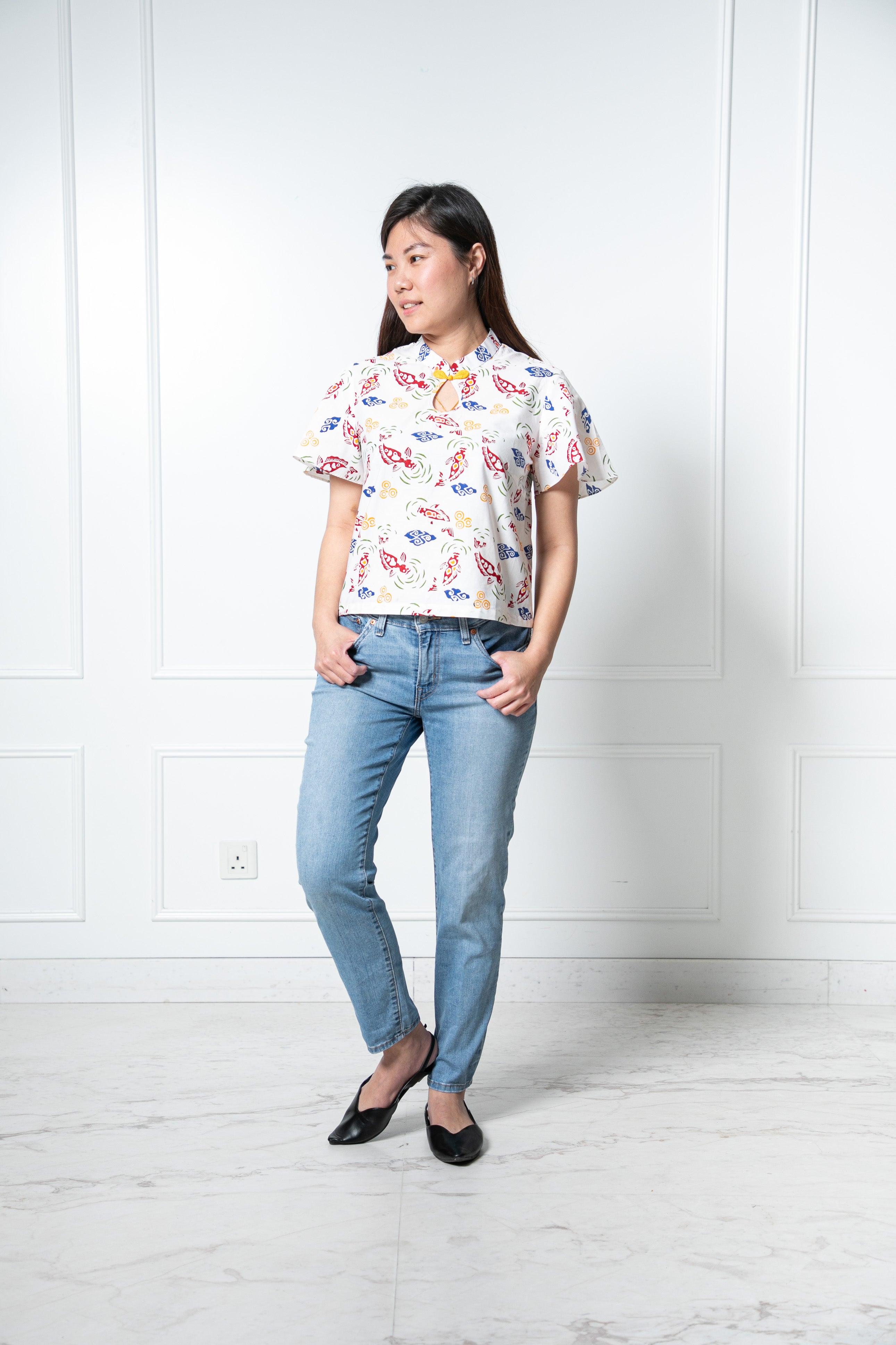 Chinese new year 2024 modern batik lady top (Koi fish)