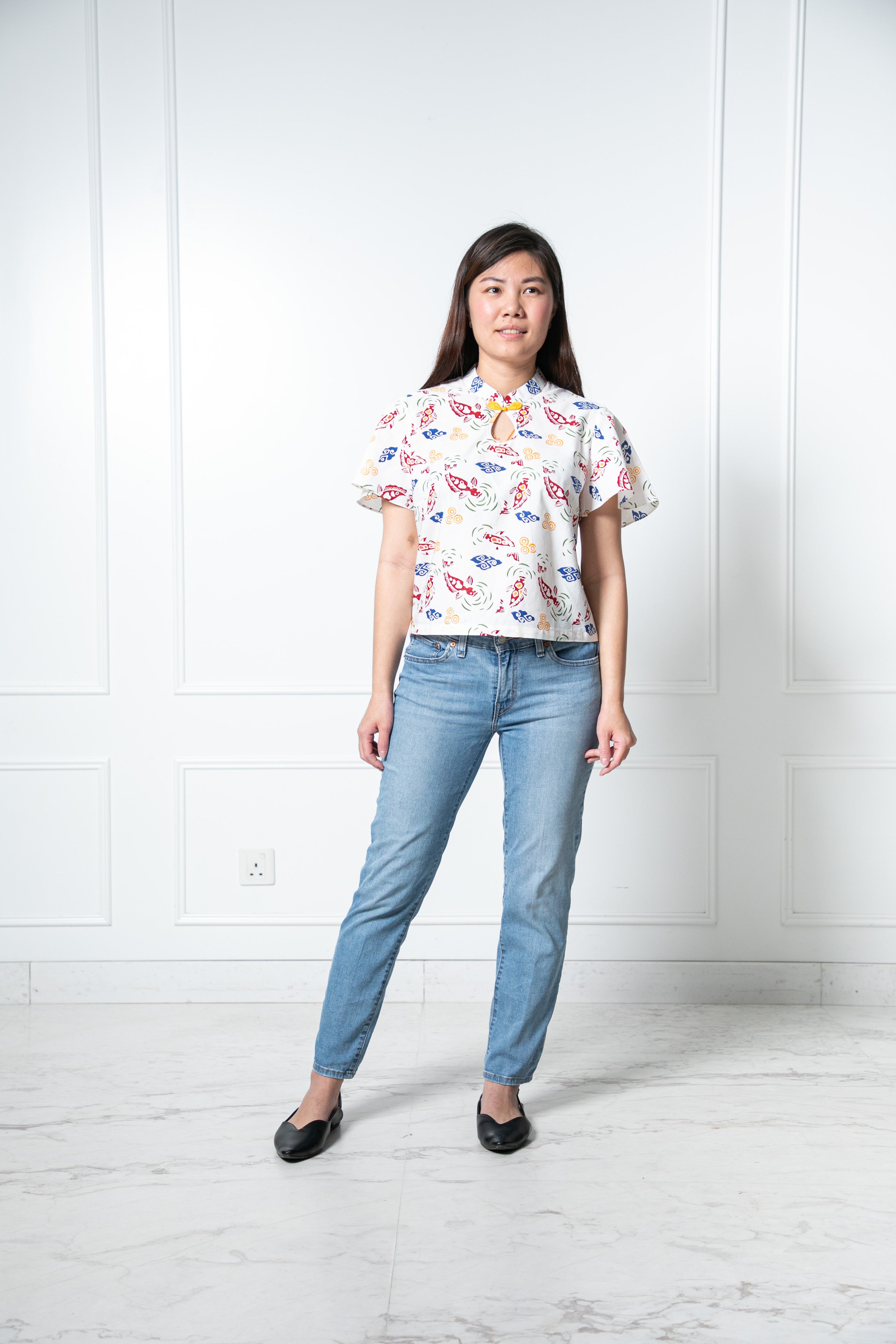 Chinese new year 2024 modern batik lady top (Koi fish)