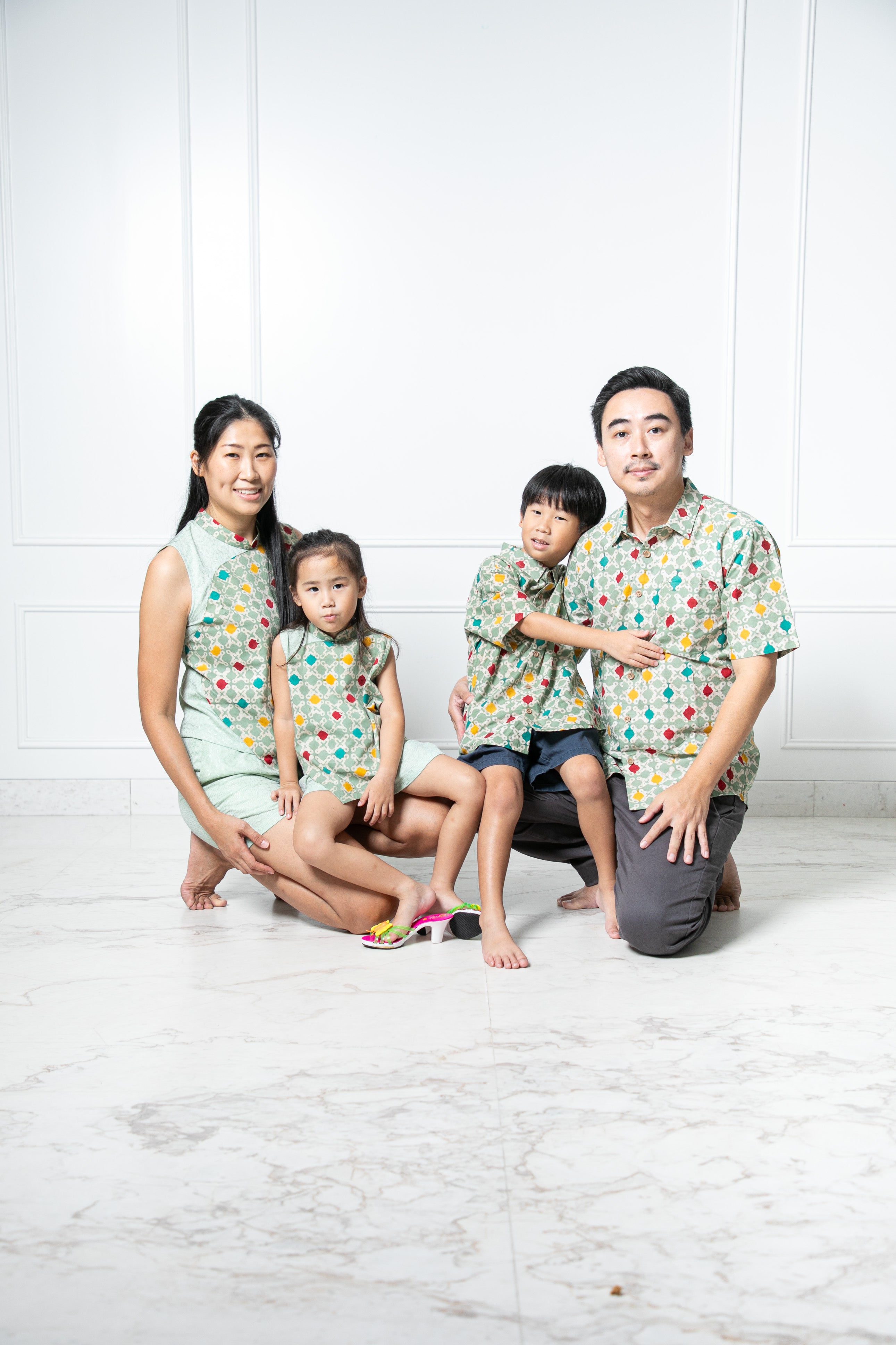 Classy matching girl batik set (Green)