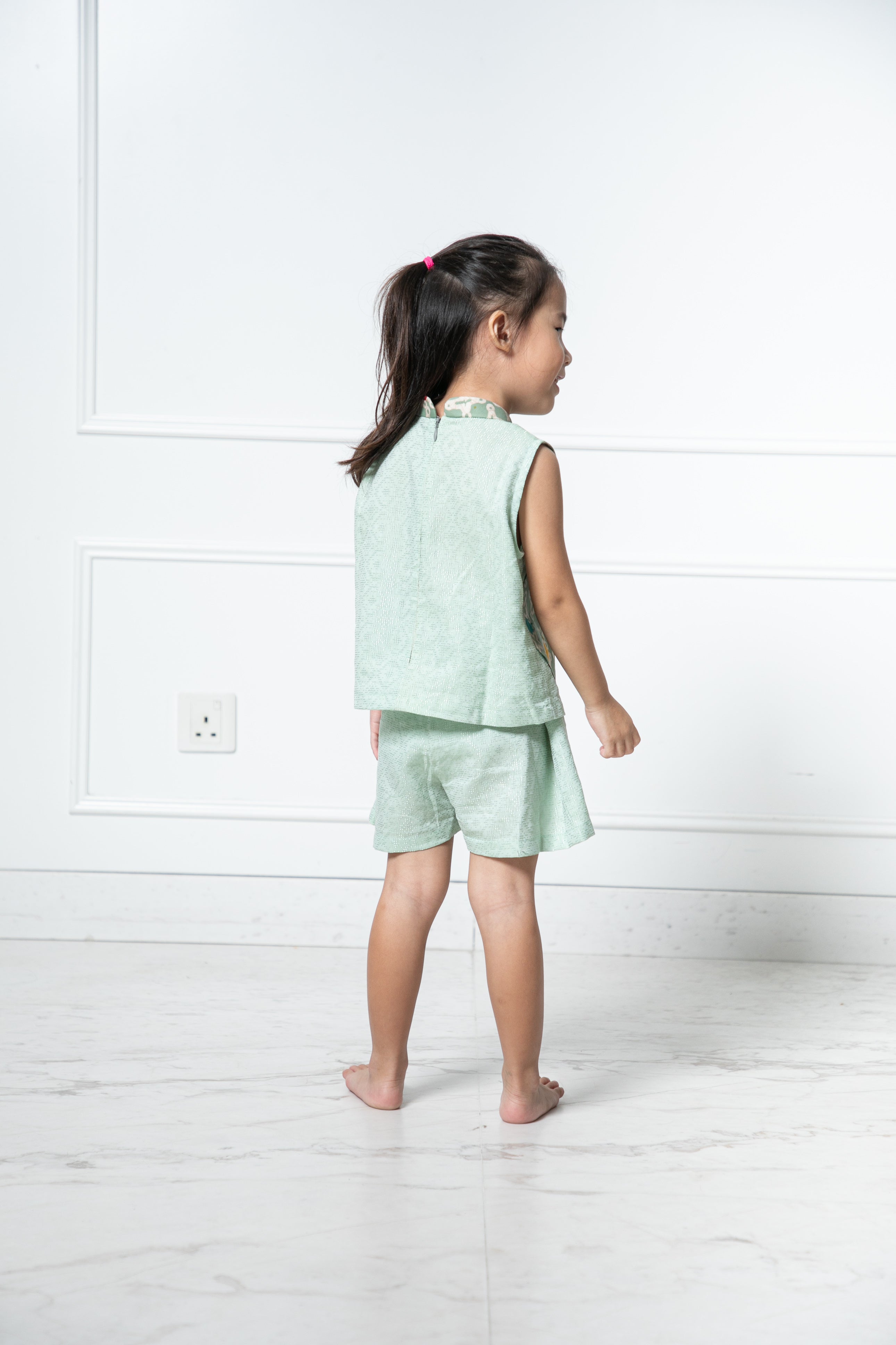 Classy matching girl batik set (Green)