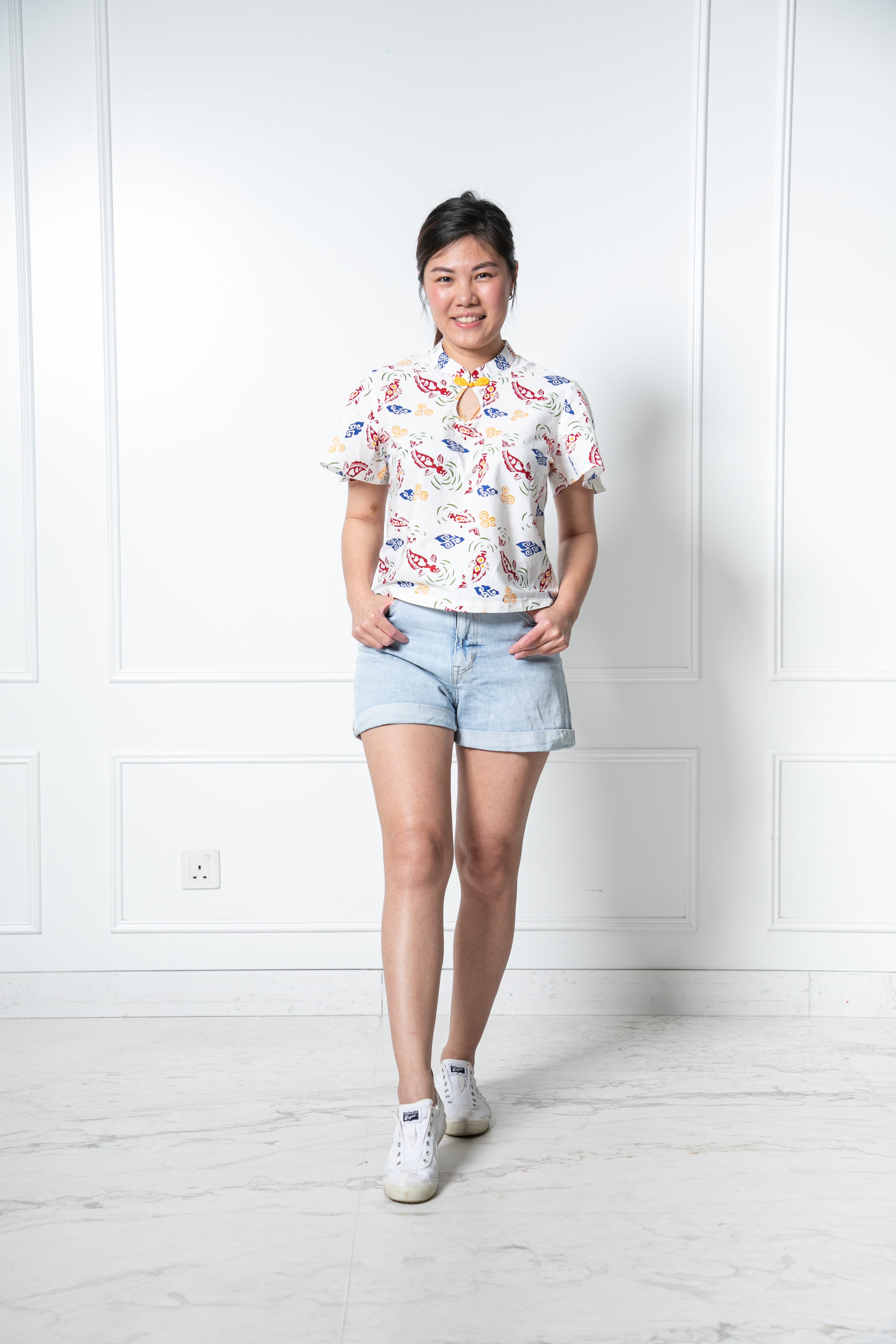 Chinese new year 2024 modern batik lady top (Koi fish)