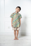Chinese New Year 2024 Batik Boy Shirt (Green Kawung)