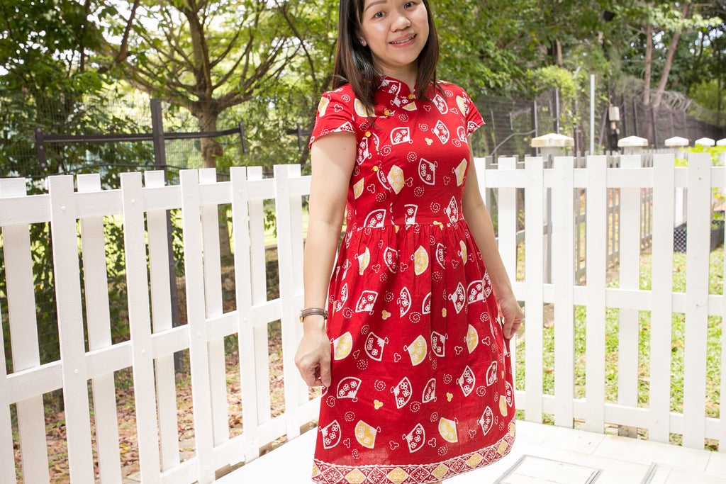 Chinese new year modern batik cheongsam lady dress