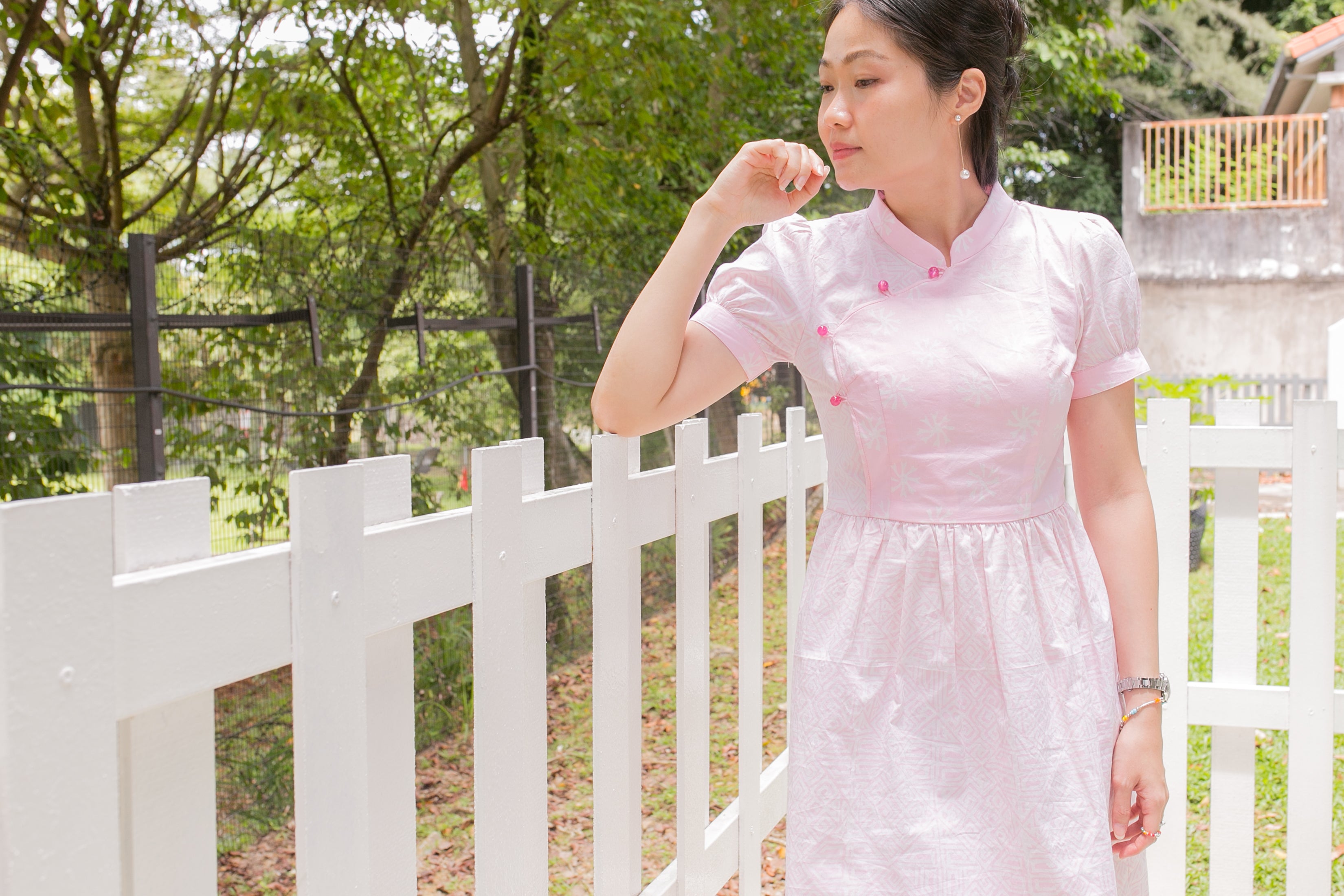 Chinese new year modern batik cheongsam lady dress