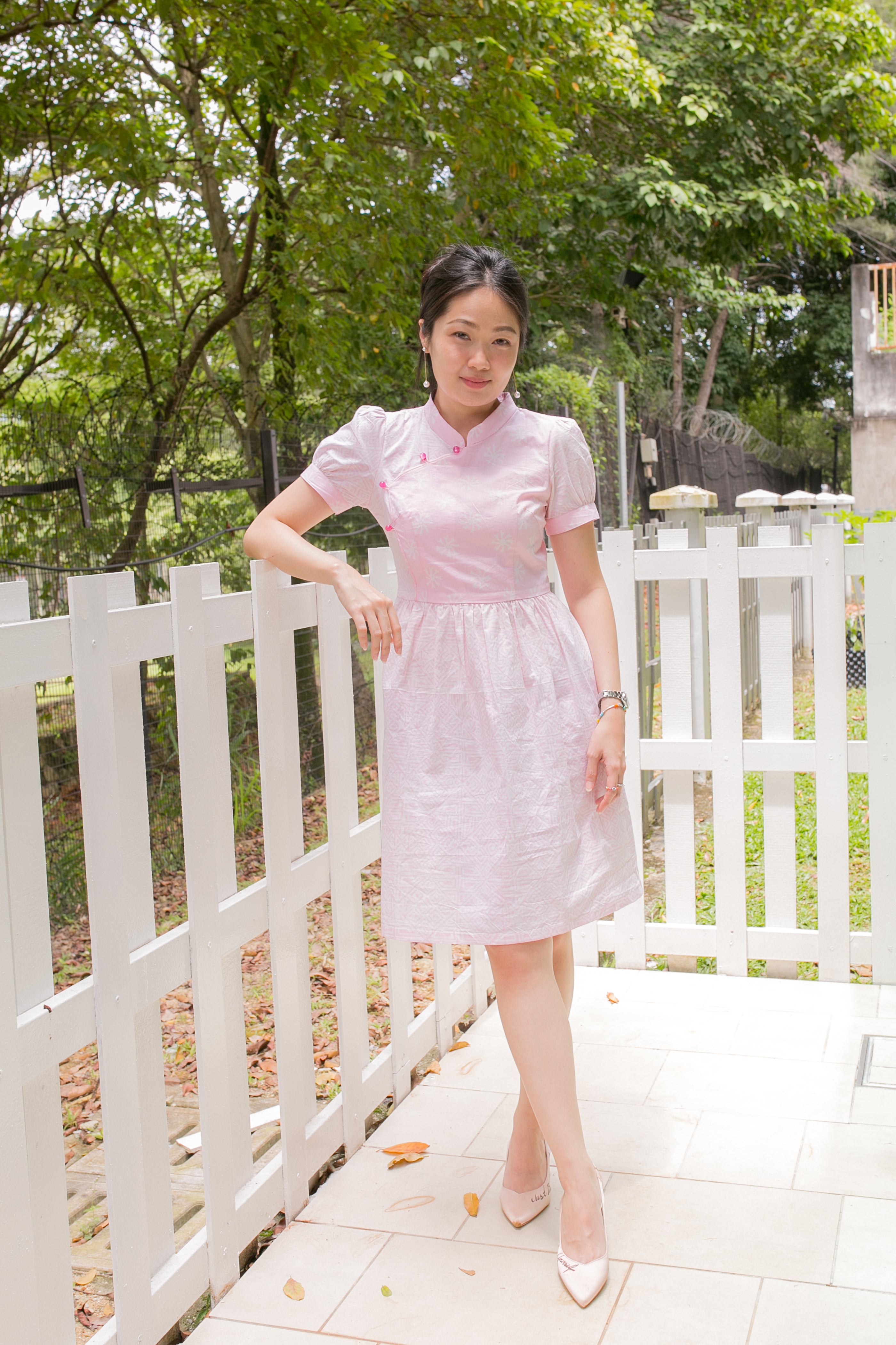 Chinese new year modern batik cheongsam lady dress