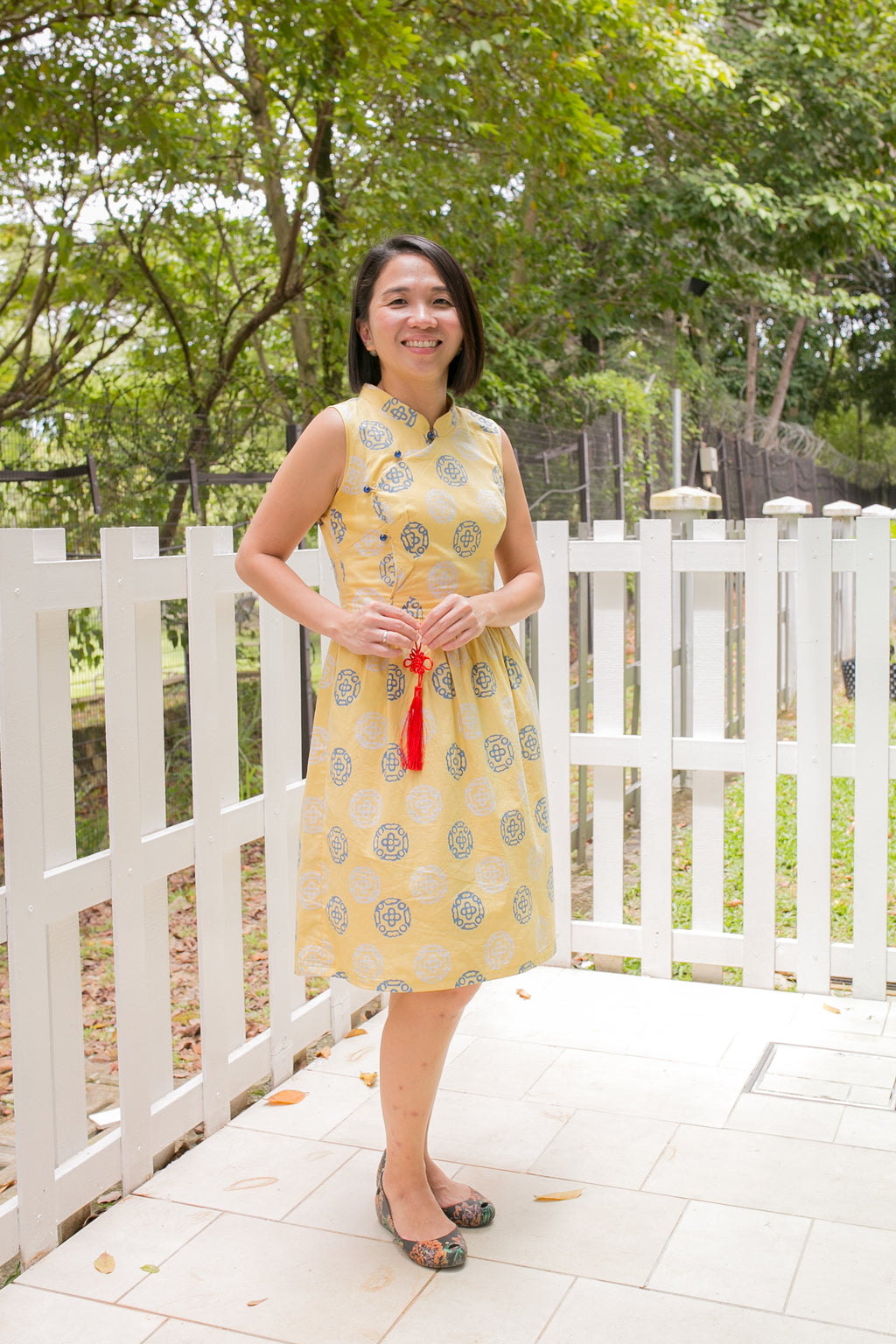 Chinese new year modern batik cheongsam lady dress