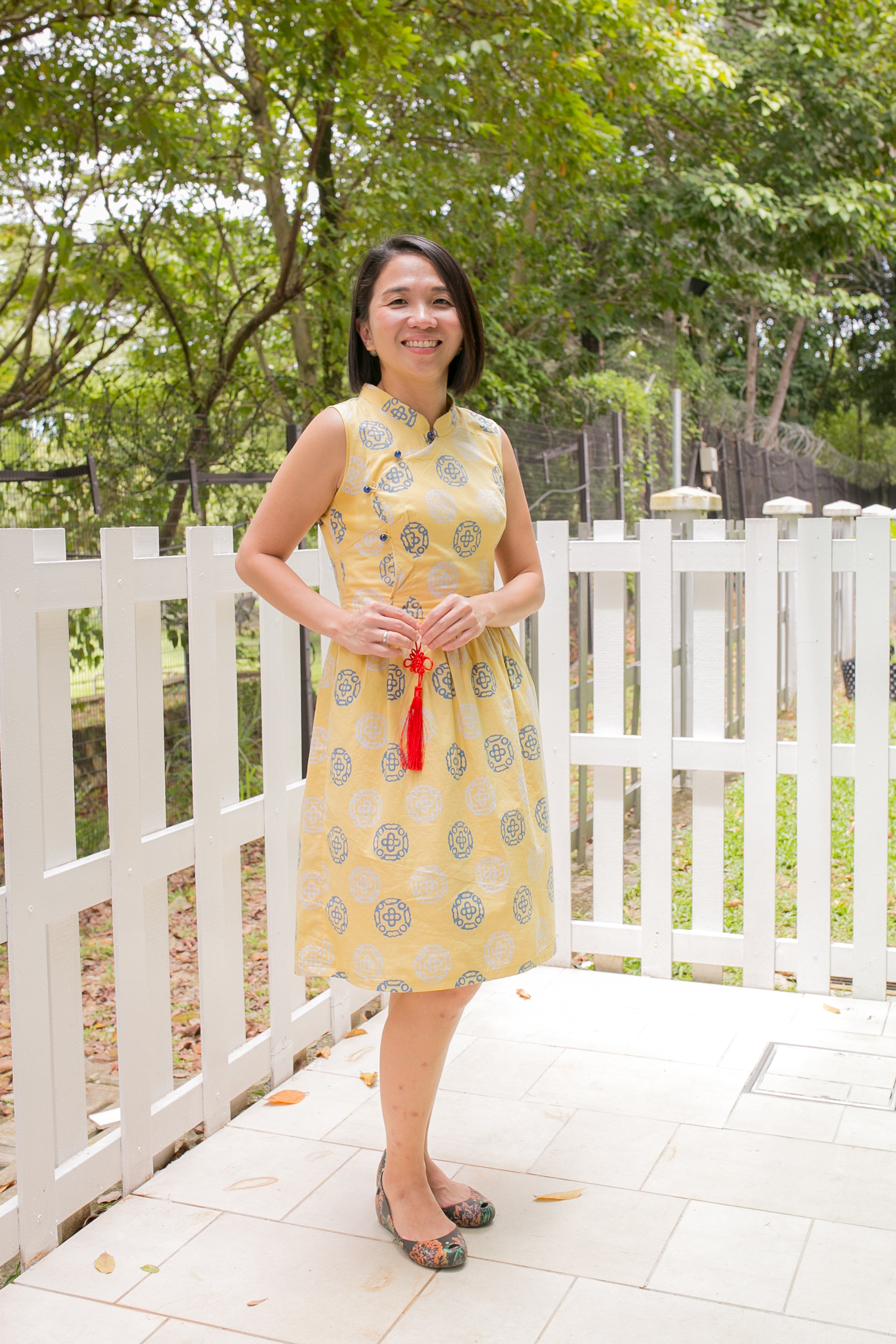 Chinese new year modern batik cheongsam lady dress