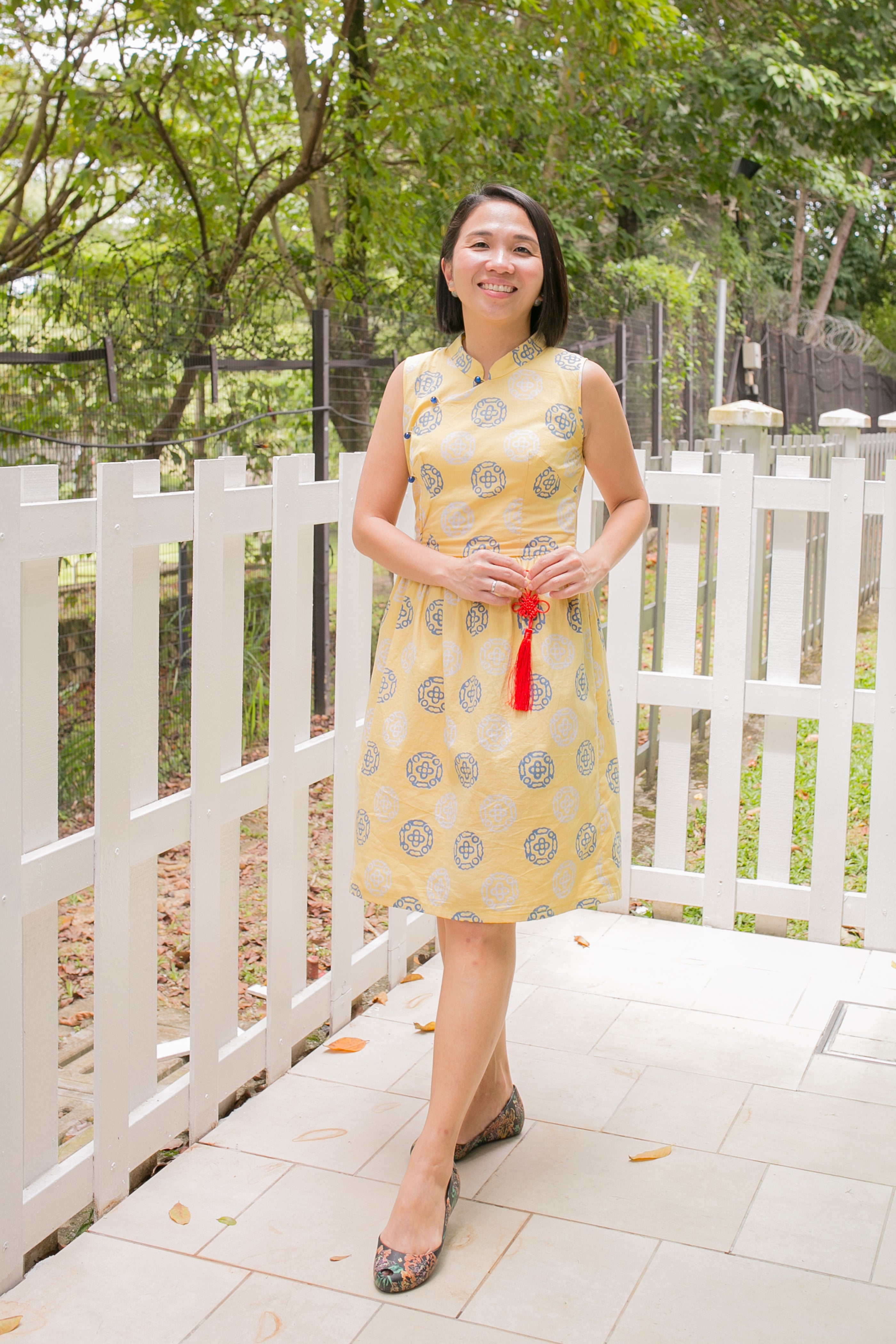 Chinese new year modern batik cheongsam lady dress