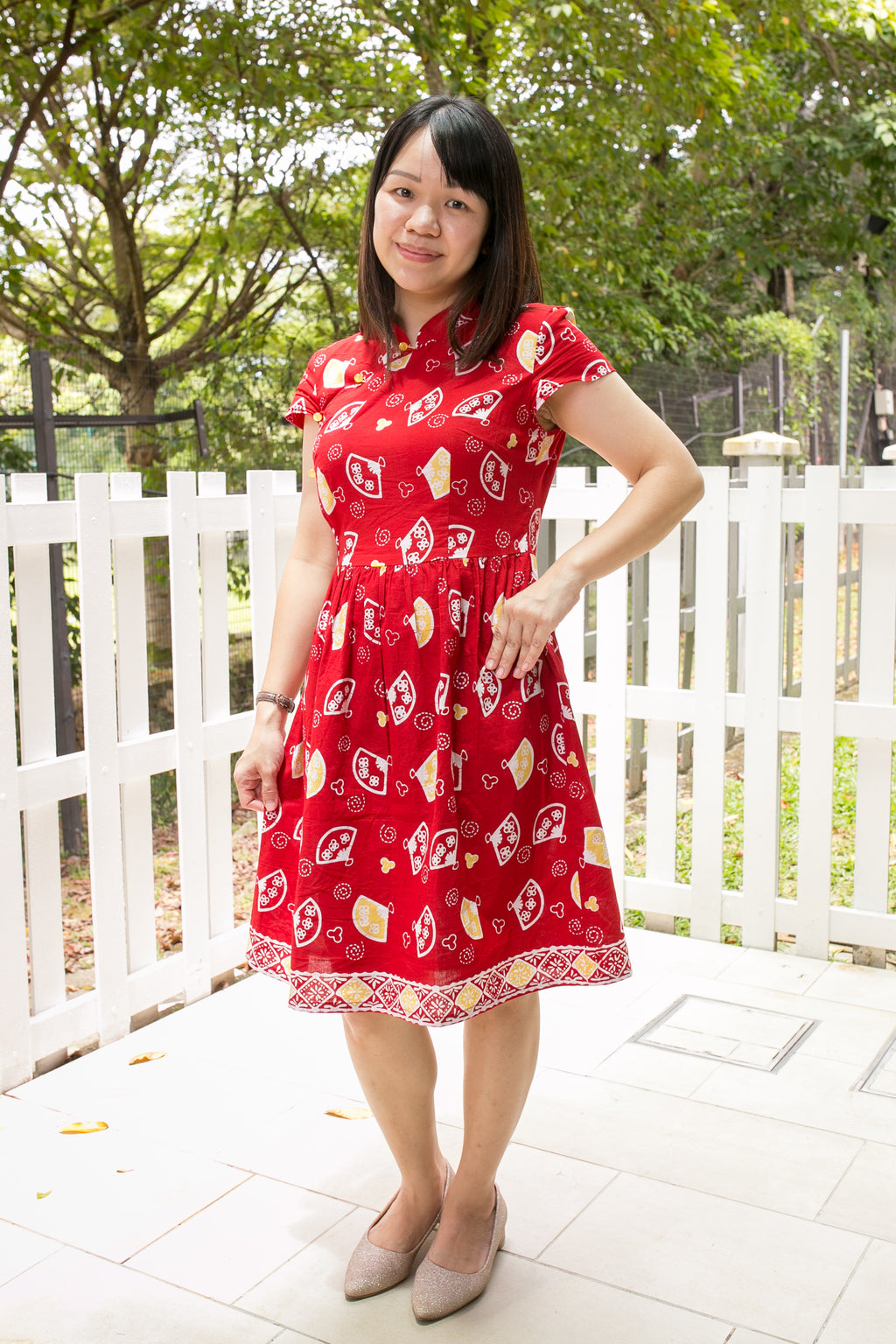 Chinese new year modern batik cheongsam lady dress